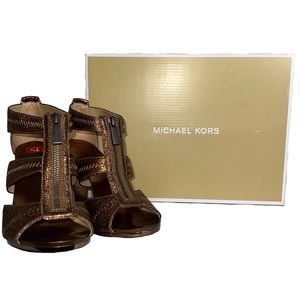 Michael Kors Berkley T-Strap Dress Sandals, Bronze